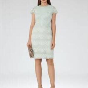 Reiss Liza Cap Sleeve Lace Dress in Sage Green Mint Green Dress Size 8